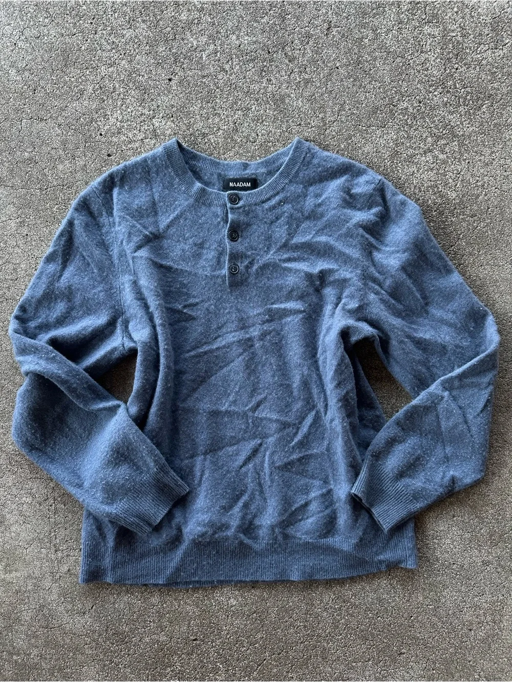 Naadam Gray Cashmere Henley Sweater